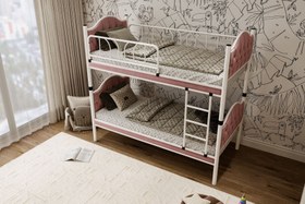Resim Argimo Melis Çift Katlı Metal Ranza ve Karyola - 90x190 / Pembe 