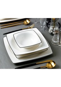 Resim Sıla Porselen Bn-104 24 Parça Bone Porselen Yemek Takımı - Lacivert 