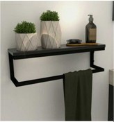 Resim FULYA Raflı Duvara Monte Havluluk, Şal Askılık Siyah 