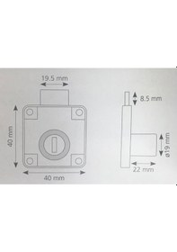 Resim Eymenyapimarket 2 Adet Kare Çekmece Kilidi Zamak Nikel Kaplama 