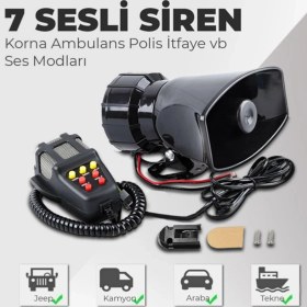 Resim Sts Oto Aksesuar Her Araca Uyumlu Universal 7 Sesli Polis Sireni 