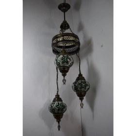 Resim Karlıkturistik Mozaik Lamba Avize 3lü Sarkıt Dekoratif Aydınlatma Tavan Lambası Renkli El Yapımı Model 10 