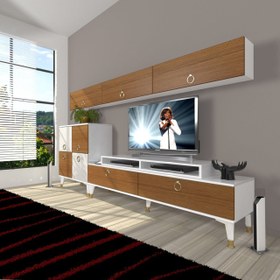 Resim Ekoflex 8 Mdf Gold Tv Ünitesi Tv Sehpası - Beyaz - Ceviz 