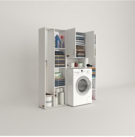 Resim Kenzlife Çamaşır Makinesi Dolabı Sinemmega Byz 180 156 30 Banyo Arkalıklı + Tekli Duvar Rafı Hediyeli Çok Renkli 