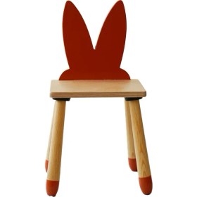 Resim Wood & Joy Doğal Ahşap Renkli Çocuk Sandalye Tavşan 
