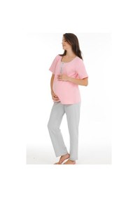 Resim Parlingerie Hamile Lohusa Pijama Takımı Pembe-gri 
