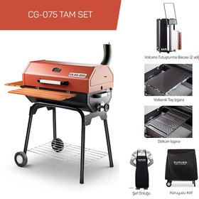Resim Guruss CG-075 Barbekü Mangal | Kömürlü | 75 Cm | Kırmızı | Tam Set 
