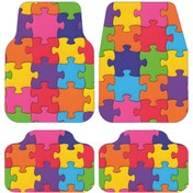 Resim StarStalıa Puzzle Desenli Oto Paspas Leke Tutmaz Dekoratif Araç Paspası 