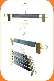 Resim Mandallı Askı, Gold Mandallı Siyah Askı, Etek Askısı, Pantolon Askısı, 34 cm, 10 Adet 