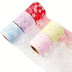 Resim Her Gün Yaratıcılık] Çeşitli Renklerde Papatya Baskılı Tül Kurdele, 6.1cm x 4.57 metre - DIY El İşleri, Saç Aksesuarları, Düğünler & Doğum Günleri için Mükemmel, Pastel Çiçek Deseni, El İşleri için Kurdele 