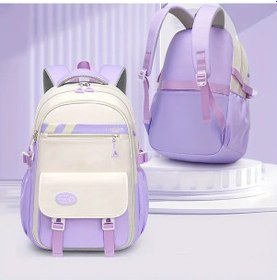 Resim Oldfriend Mor Ve Bej Kızlar Sırt Çantası Dayanıklı Nylon Laptop Çantası Okul Çantası Mor 