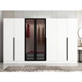 Resim Kale Plus 7 Mebran Kapaklı 2ç Dolap Beyaz Mebran Füme Cam 210cm Beyaz 