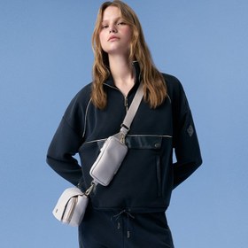 Resim Altessa Siyah Kadın Deri Detaylı Sweatshirt 