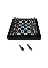 Resim Gifthome Pocket Serisi Küçük Boy Antik Mermer Desenli Kutulu Klasik Satranç Takımı 13,5 X 13,5 Cm. 