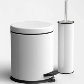 Resim Banyo 3 Litre Beyaz 2'li Banyo Seti Pedallı Çöp Kovası Wc Klozet Tuvalet Fırça Seti Banyo Çöp Kovas 