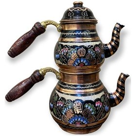 Resim Mine İşlemeli Küçük Bakır Çaydanlık Bakır 