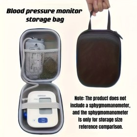 Resim 1 adet Şık Siyah EVA Taşınabilir Tansiyon Aleti Kılıfı - Dayanıklı Sert Kabuk Depolama Çantası, El Kayışı ile Koruyucu Tasarım, Ev Sphygmomanometer ve Dijital Makine için Depolama Çantası, Ev Cihazı Depolama|Şık Depolama Çantası|EVA Malzeme Çantası 
