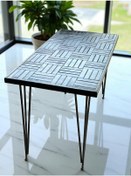 Resim Ahşap Siyah Renk Balkon Bahçe Masası Çay Kahve Mutfak Yemek Masas 