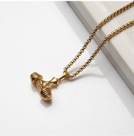 Resim Sporcu Fitness Dambıl Sarı Erkek Kolye Çelik Takı Aksesuar K24 T5 Çelik 