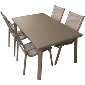 Resim Erinöz Berlin Alüminyum Masa Takımı - 90x150 - Cappucino 