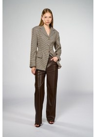 Resim Thalure Kadın Krem Bele Oturan Pötikare Blazer krem 