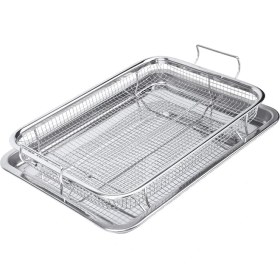 Resim Cecilee3 Fırın Için Paslanmaz Çelik Hava Fritöz Sepeti, Sebzelik Tepsisi ve Fırın Sepeti, Fit Kızartma/pastırma/tavuk (Gümüş) (Yurt Dışından) 