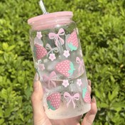 Resim 1 adet 16 oz Açık Hava Bardakları, çilek fiyonklu plastik bardak saman ve bambu kapaklı, kamp bardağı, parti bardağı, kahve fincanı, taşınabilir, yeniden kullanılabilir, aile, arkadaşlar, sevdikler için en iyi hediye, doğum günü, Kadınlar Günü, Anneler Günü, Yaz hidrasyonu 
