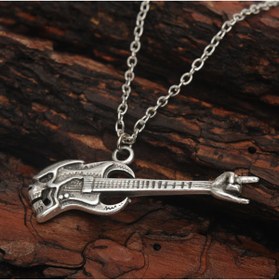 Resim idolavm Metalci Kuru Kafalı Gitar Erkek Kolye Takı Aksesuar K24 T5 