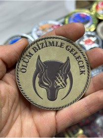 Resim KOMANDO PAZARI "Olum Bizimle Gelecek" Yazılı 3D Lazer Kesim Arkası Cırtlı Patch 