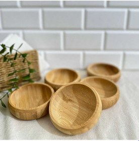 Resim Bambu Yuvarlak Çerezlik Bambu Çerez Kasesi Bambu Kase 6 Adet 