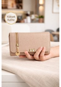 Resim Elan Kadın Cüzdan Casual Sportif Çok Gözlü Bölmeli Şık Ve Lüx Tasarım Kadın Cüzdanı Bej Bej 