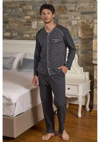 Resim Cossy By Aqua 26166 Erkek Uzun Kollu Önden Düğmeli Pijama Takımı-desenli Desenli 