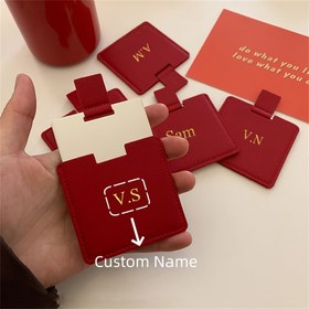 Resim Kişiselleştirilmiş Altın Baş Harfli Makyaj Aynası - Şık Kırmızı, Taşınabilir Katlanabilir Seyahat Aynası, Kadınlar ve Kızlar için Kompakt Cep Aynası, Doğum Günü/Yıldönümü Hediyesi Fikri, Kaliteli İşçilik 