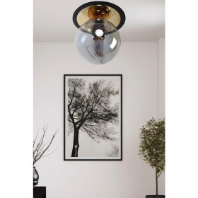 Resim Mediterian Şık Siyah Gold Füme Modern Metal Tavan Avizesi 19x19 