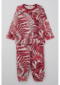Resim Bebeğiz Breeze Kız Bebek Pijama Takımı Orman Temalı Yaprak Desenli 9 Ay-3 Yaş, Vişne Çürüğü Vişne Çürüğü 