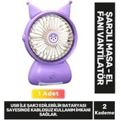 Resim Ultra Sessiz 2 Kademe Hafif Kablosuz 1200mah Pervaneli Taşınabilir Usb Şarjlı Masa El Fan Vantilatör 