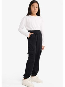 Resim Defacto Kız Çocuk Beli Lastikli Kargo Jogger Eşofman Altı E6928a825aubk81 Siyah 