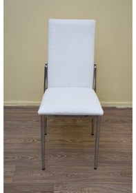 Resim Bengimobilya Sandalye Gözde Model Metal Transmisyon Nikelaj Beyaz Kumaş El Yap 