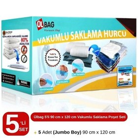 Resim 5'li Vakumlu Saklama Poşet Seti 90 Cm X 120 Cm Jumbo Boy Yastık, Çift Kişilik Yorgan Vakumlu Hurç Şeffaf 