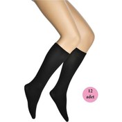 Resim Kadın 12 Adet Mikro 70 Dizaltı Kadın Çorap Siyah 500-36-40 Çok Renkli 