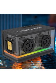 Resim Lenyes S839 Rgb Işıklı Taşınabilir Tws Bluetooth Hoparlör V5.2 Siyah 