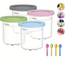 Resim 4/8'li Paket Creami Kapları 16oz Ninja Dondurma Makinesi NC301, NC300, NC299AMZ ve CN305A & CN301CO Serileri ile Uyumlu, BPA İçermeyen, Hava Geçirmez ve Yaprak Geçirmez 
