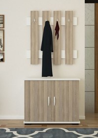 Resim Ayakkabılık Portmanto Vestiyer Iki Kapaklı Ayakkabılık Askılık Ayakkabı Dolabı Beyaz 