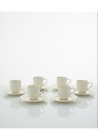 Resim Sedef Yaldızlı 12 Parça Porselen Kahve Fincan Takımı Beyaz 