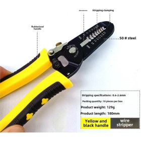 Resim Mufunye 7 İnç El Kesici: 50 Çelik Dayanıklı Elektrikçi Aleti - Kablo Soyma, Kesme Ve Presleme İşlevi Turuncu-siyah Büyük Boy 