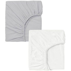 Resim 2 Adet 50x90 Cm Anne Yanı Lastikli Penye Kumaş Bebek Çarşafı-beyaz-gri 