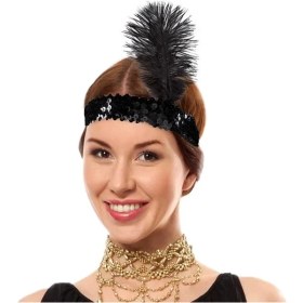 Resim Kuzgun Ticaret Siyah Renk Çarliston Başlık 90 Lı Yıllar 80 Li Yıllar Tüylü Saç Bandı - Lisinya 