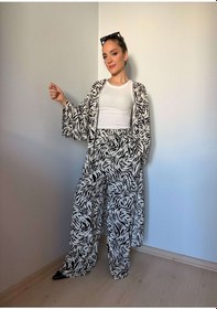 Resim Ali Butik Zebra Desenli Kimono Pantolon Takım Zebra 