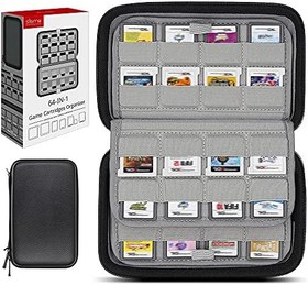Resim sisma 64 oyun saklama çantası, Nintendo DS 3DS Switch oyunları ile uyumlu, oyun kartı kutusu düzenleyici sert kılıf koruyucu kılıf, siyah, Siyah 