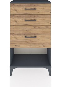 Resim Arges Komodin 3 Çekmeceli 60x30x106 Antrasit-çam Antrasit 